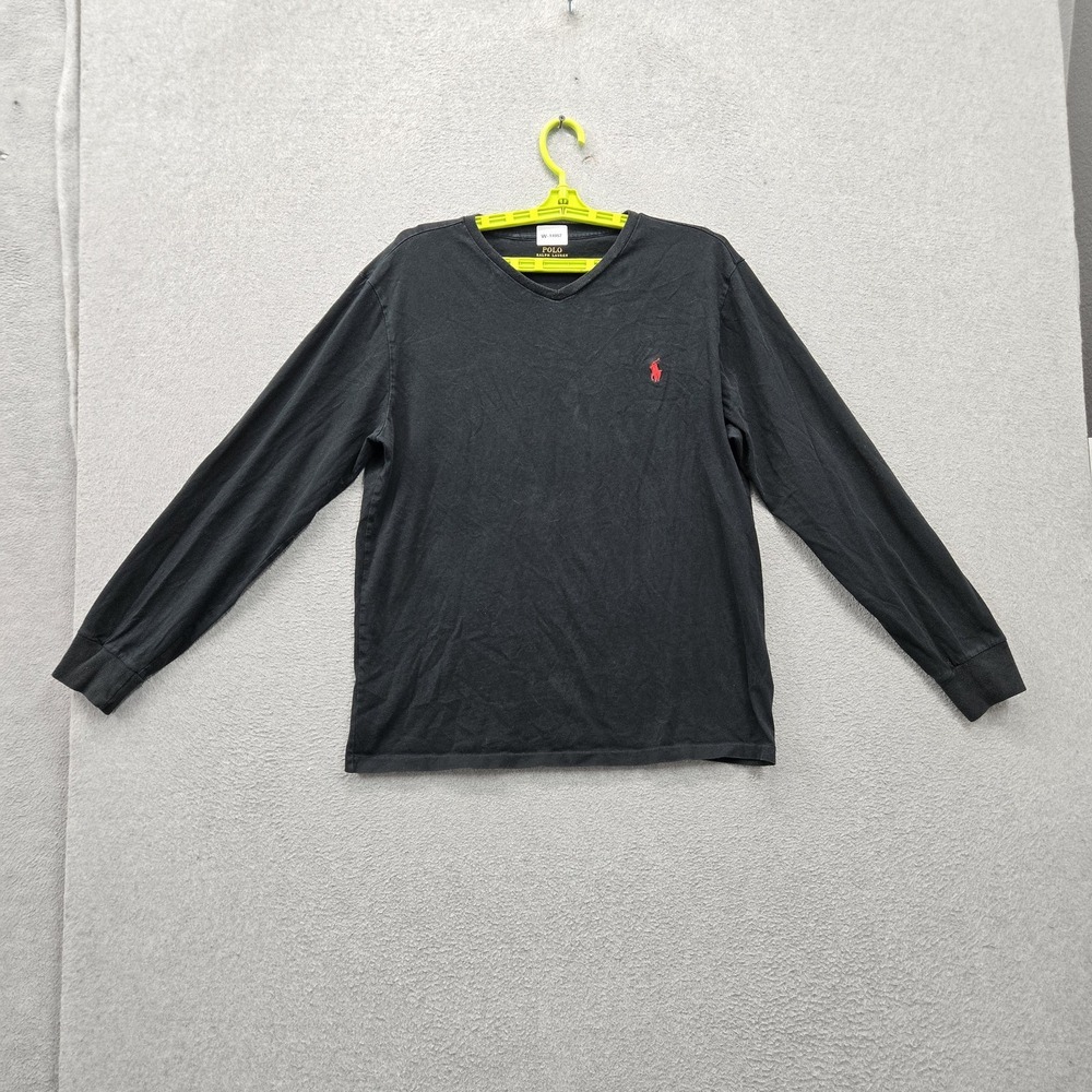 Polo Ralph Lauren Men Shirt M Black‎ Embroidered Logo Long Sleeve